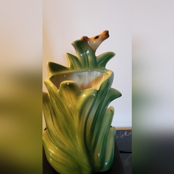 Vintage Giraffe with 🌴 Tropical Palm Ceramic Planter & Vase - Picture 9 of 16